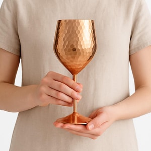Custom Copper Wine Glass – Personalized Handmade Goblet, Rustic Copper Tumbler, Turkish Wine Cup Gift for Housewarming & Christmas