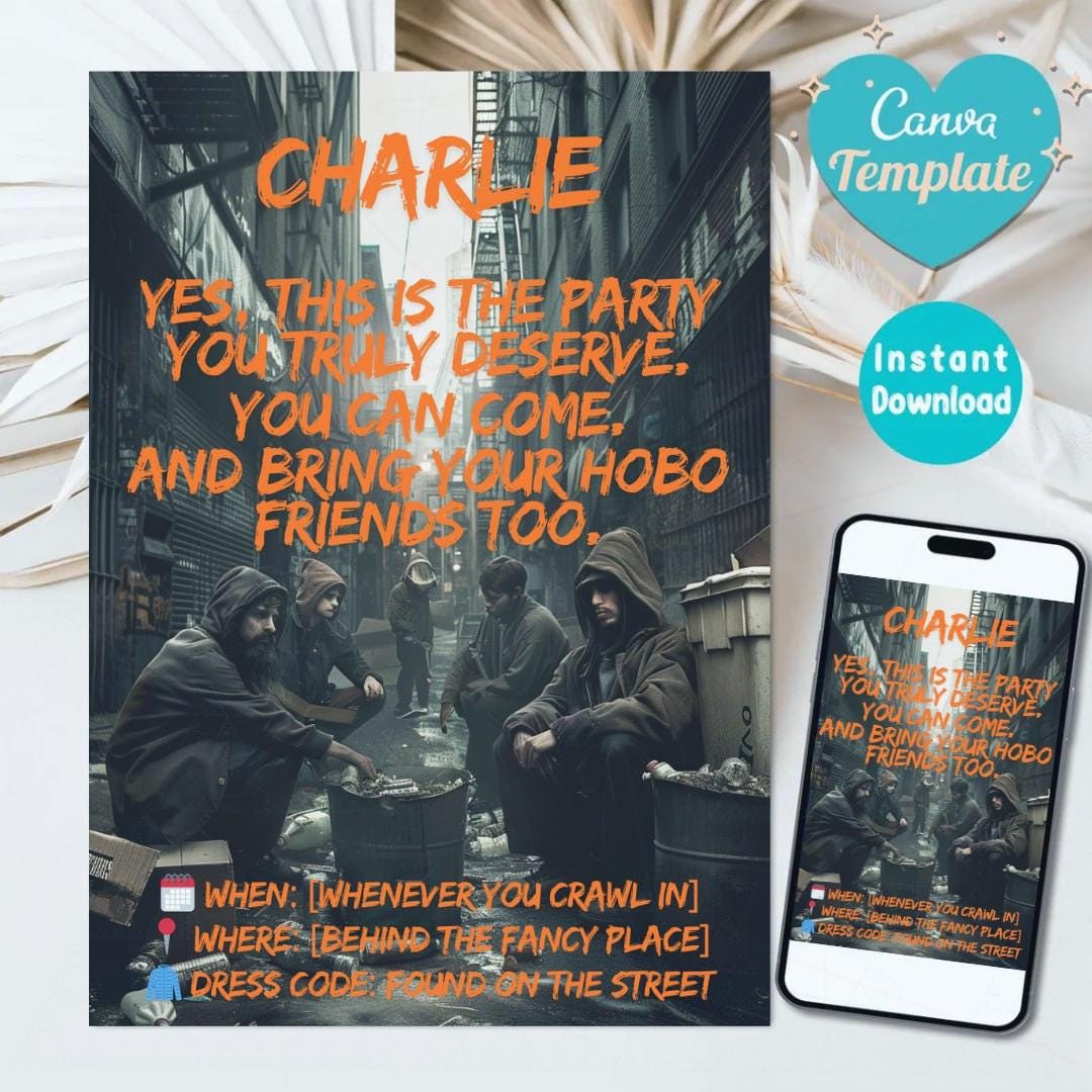 Funny Editable Party Invite Canva Template | Digital Download Printable ...