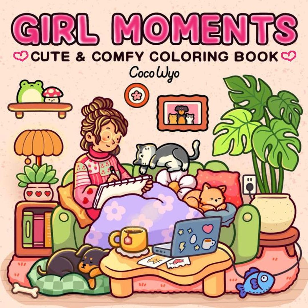 Coloring Book by Coco Wyo Girl Moments 6 Pages, Instant Download ...