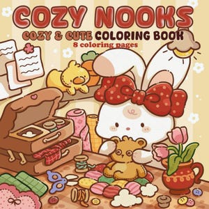 Cozy Nooks: Super Cute Animal Characters Coloring Pages 8 by Coco Wyo, Instant Download, Printable PDF File