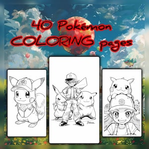 Słodkie kolorowanki pokemon, kolorowanki dla dzieci do druku z pikachu, kolorowanka z kreskówek dla dzieci, pobieranie cyfrowe