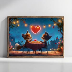 Valentine&#39;s Day painting, cute valentine&#39;s day art, valentine&#39;s day gift, romantic canvas, digital download