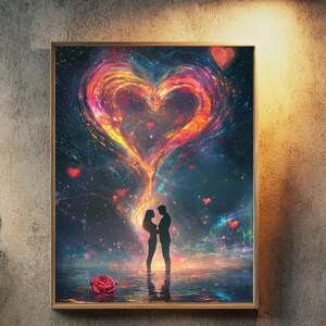 Valentine&#39;s Day painting, cute valentine&#39;s day art, valentine&#39;s day gift, romantic canvas, digital download