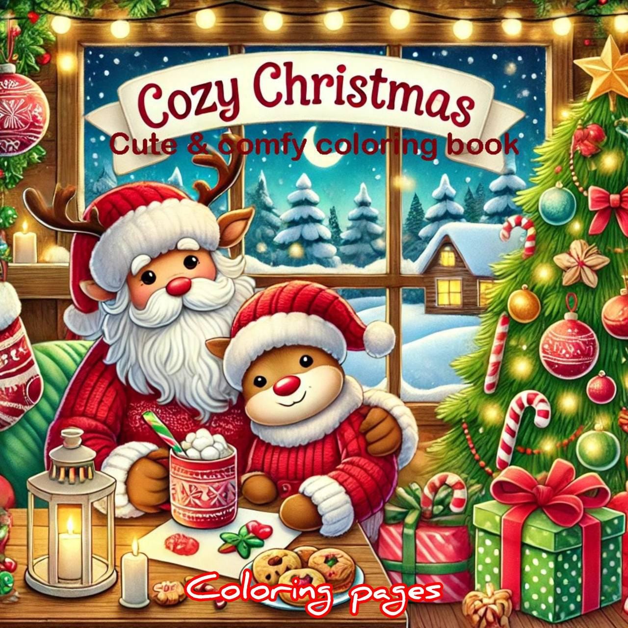 Christmas Coloring Pages 31 Cute and Cozy Holiday Illustrations Printable Instant Digital Download PDF Book for Fun and Relaxation Coco Wyo
