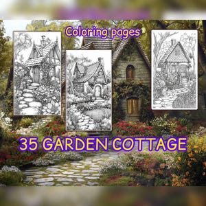 35 Magic Cottage Coloring Pages - Coloring Book for Adults and Kids, House Coloring Pages, Instant Download, Printable PDF File.