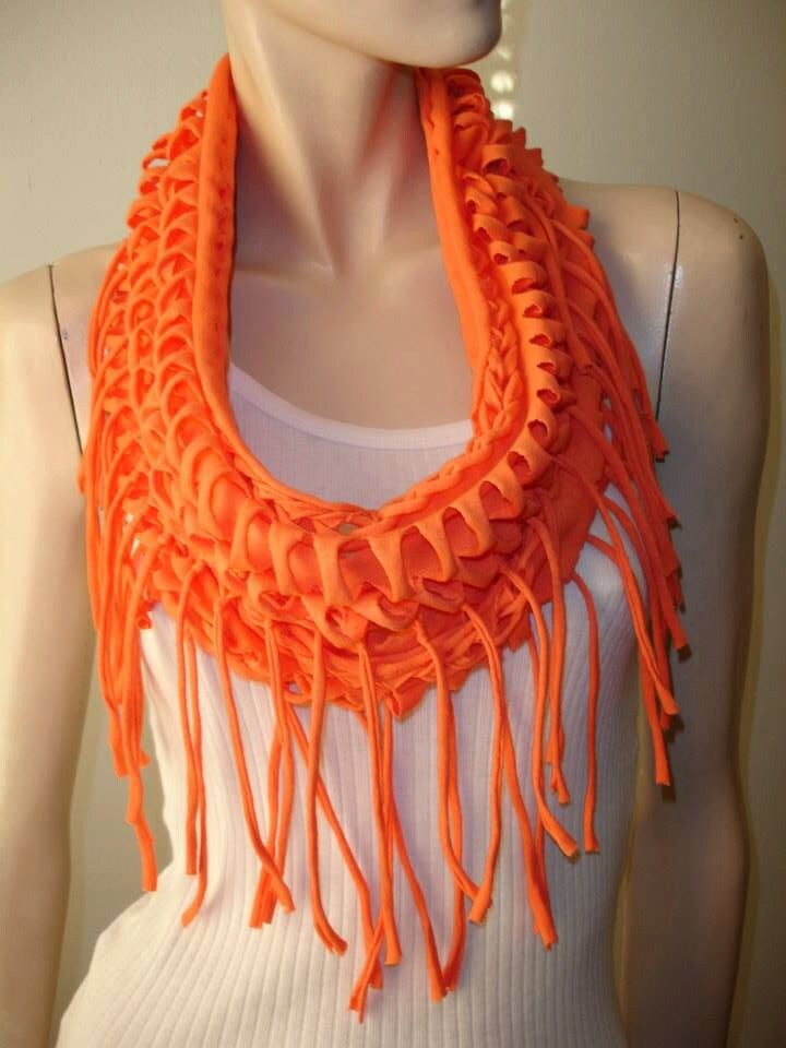 Eternity Scarf. Womens or Mens Shredded Braided Fringed Jersey Scarf