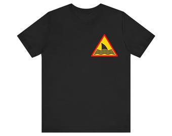 Haifisch Warnung T-Shirt, Gefahren Symbol Grafik Tee