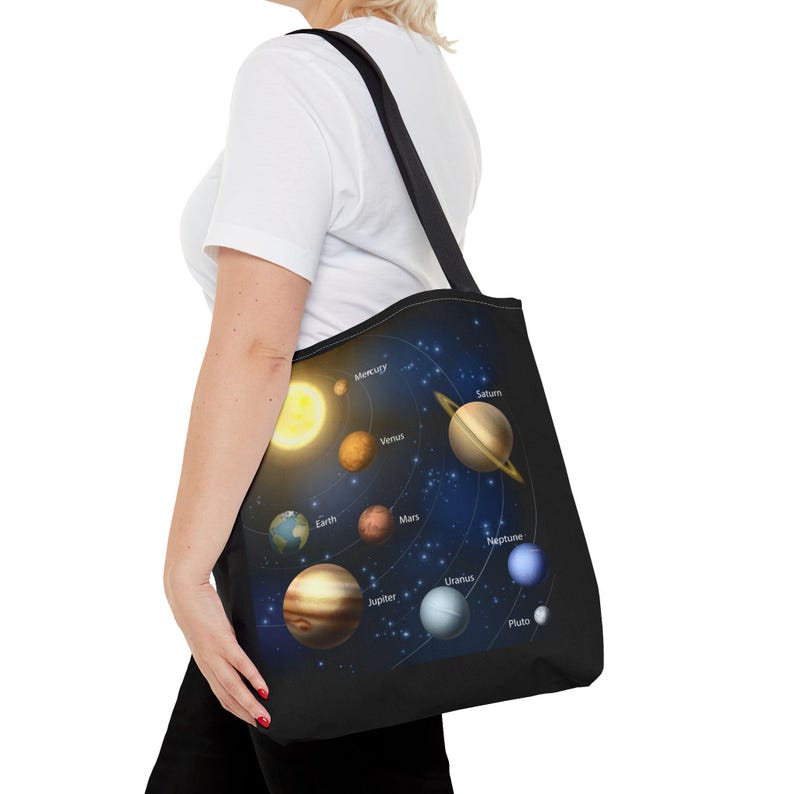 Solar System Planets Tote Bag | Educational Sun and Planets Design - Etsy
