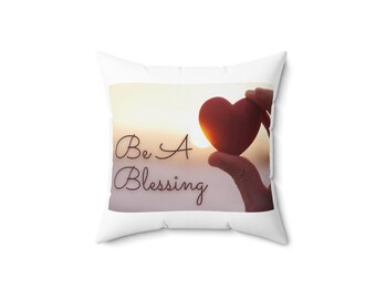 Cuscino "Be A Blessing": design a forma di cuore e sole, cuscino ispiratore