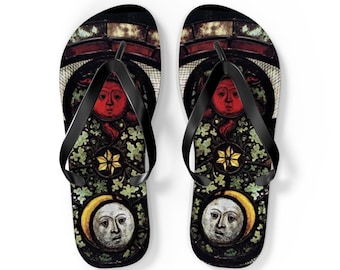 Infradito Sole e Luna: arte indossabile in vetro colorato medievale