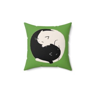 Pillow ~ Yin Yang Cats Gift Cat Mom Gift Cat Dad Cat Lovers Gift Zen Cuddle Kitty Ying Yang Cats Square Pillow Included Various Sizes