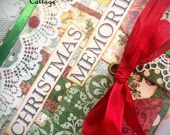 Vintage Christmas Altered Book Junk Journal: Handmade Memory Book Scrapbook