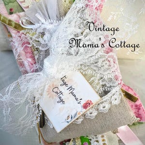Slow Stitching Kit Ivory, Pink, Green & Gold | Vintage-Inspired Fabric Pack | DIY Textile Art Bundle