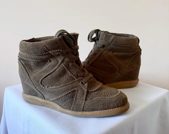Unbranded SWAG Wedge Suede Brown Sneakers Heels Ankle Boots Y2K Glamour, EUR 39