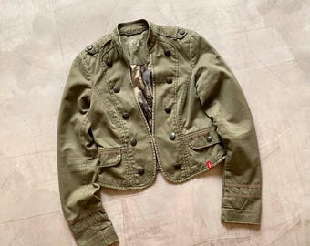 Japan Miss Sixty Cropped Asymmetrical Zip Denim Biker Jacket Y2K