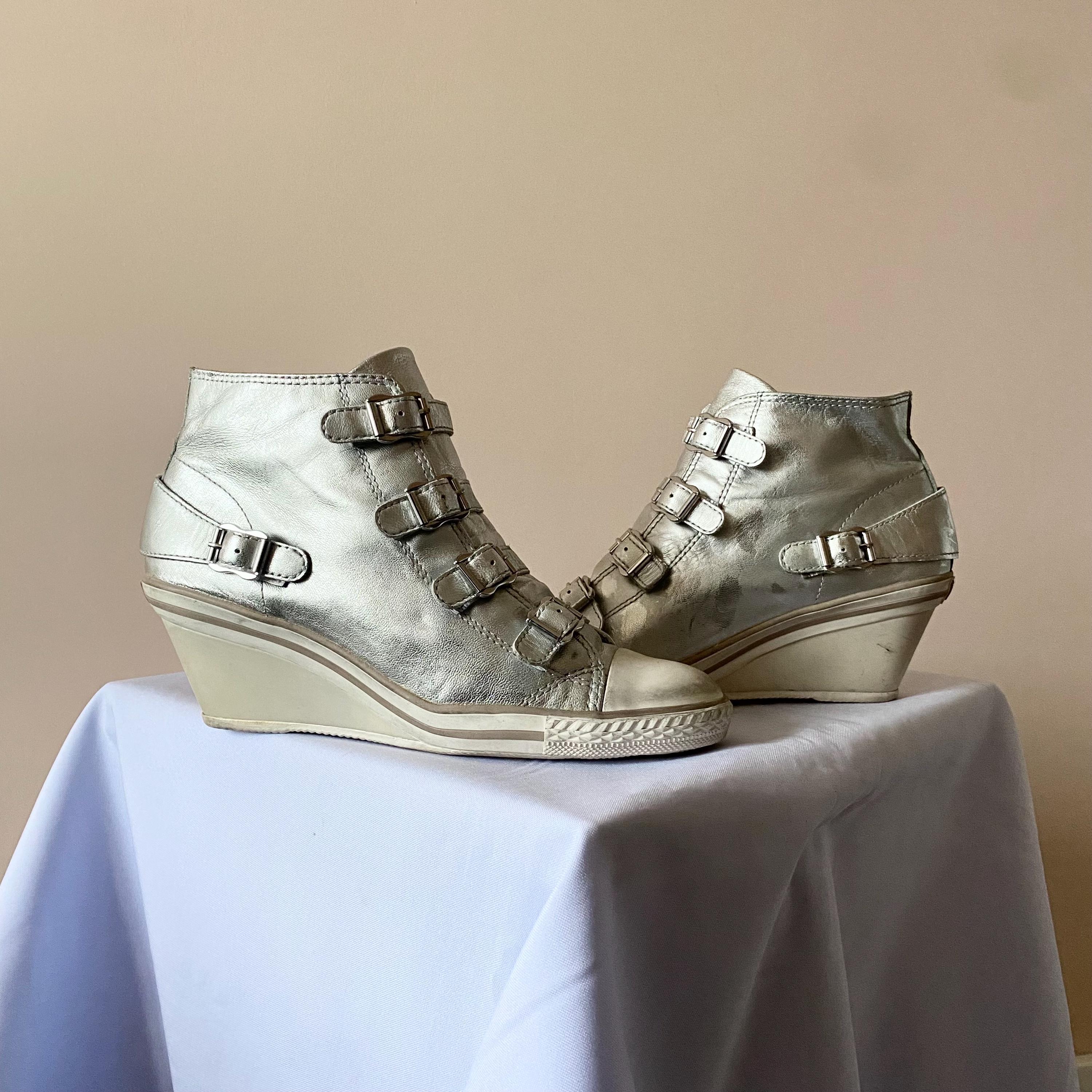 adidas gazelle silver green womens Adidas Amberlight Hidden Wedge High-Top Sneakers  love, beatrice xo