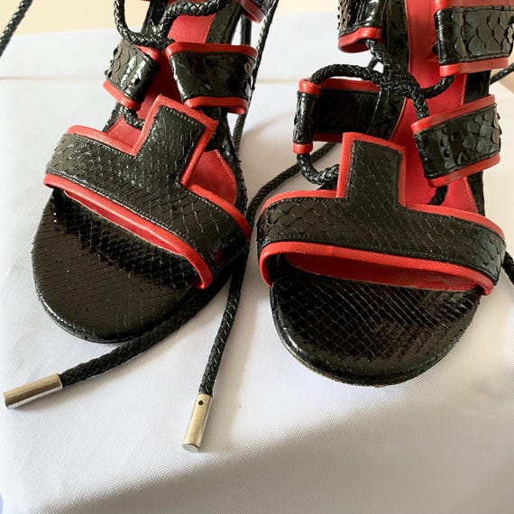 Alexander McQueen Python Leather Black/Red Lace U… - image 5