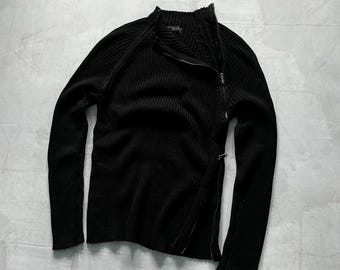 00s double zip d’s knit sweater 00s Diesel Style Knit Full Zip Rib Striped Sweater Y2K Size