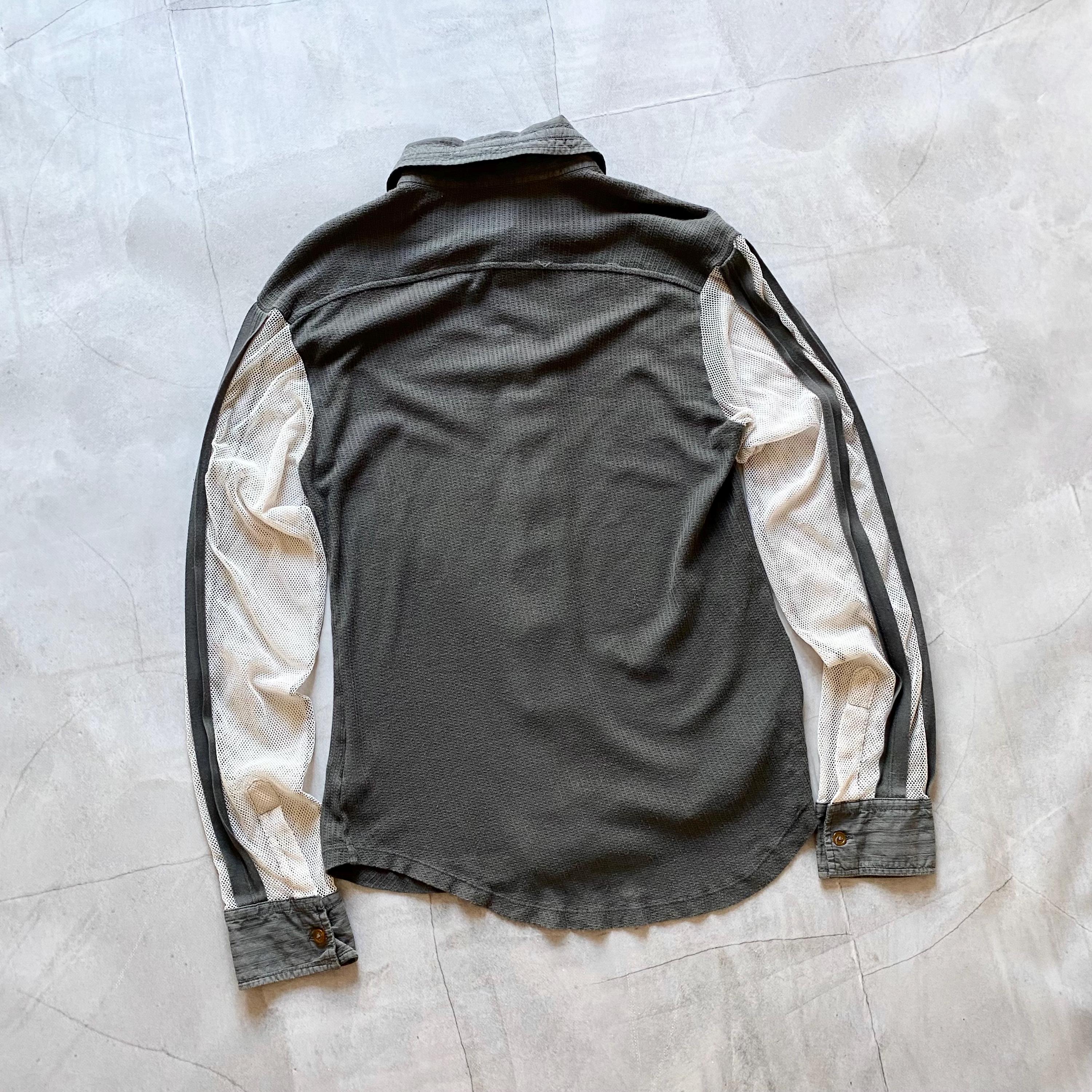 Archive Vivienne Westwood Asymmetrical Mesh Sleeve Faded Shirt Man