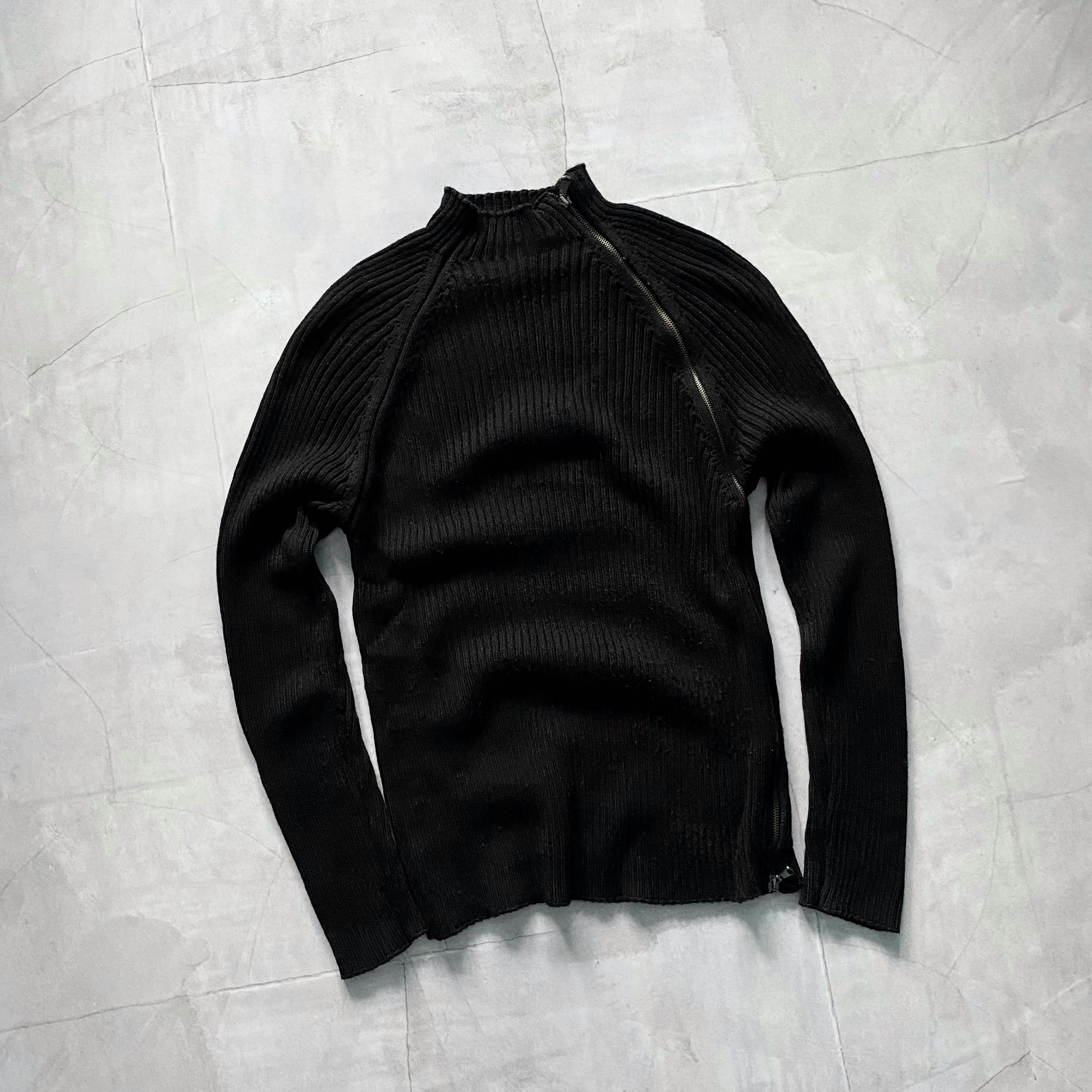 00s Diesel Style Knit Full Zip Rib Striped Sweater Y2K Size