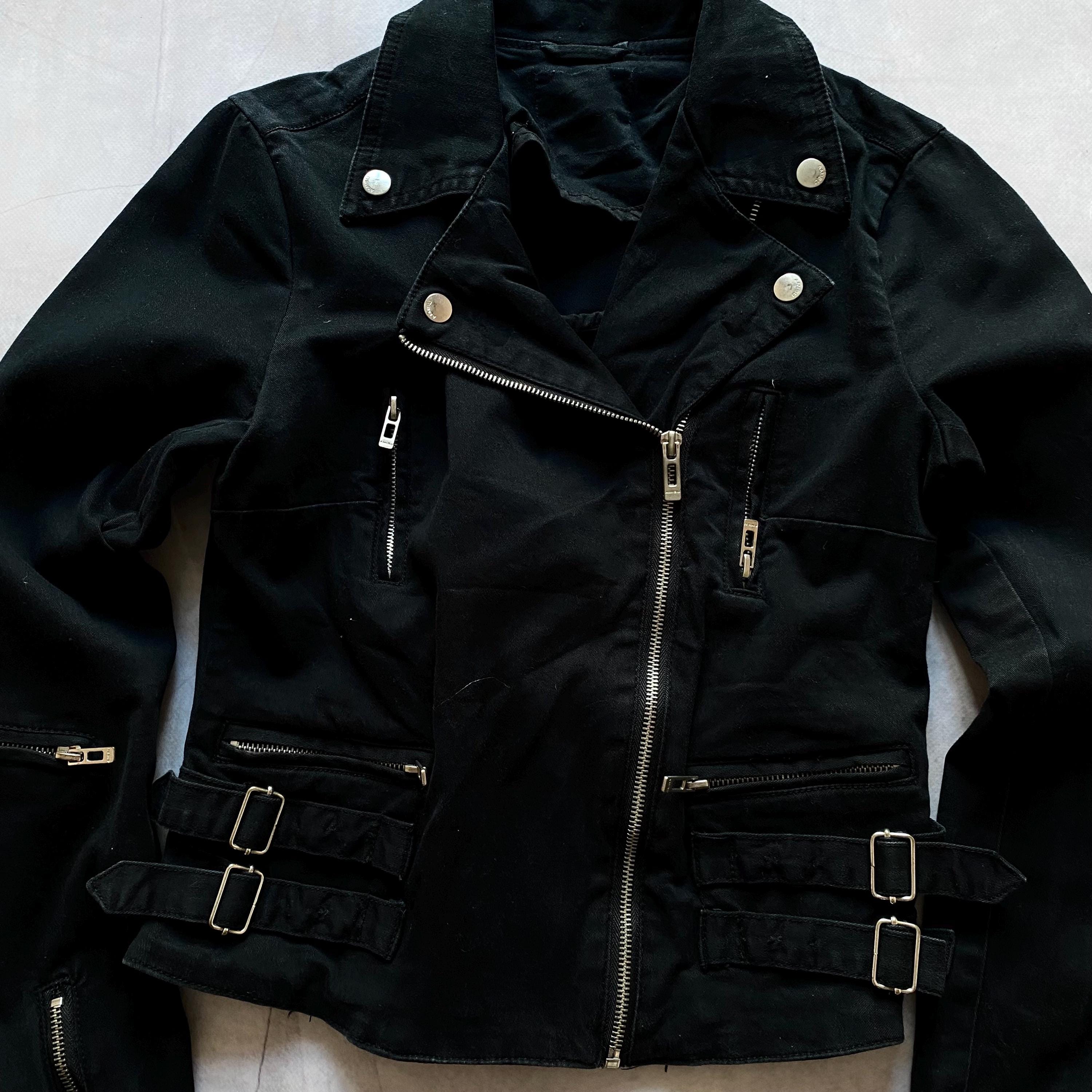 Vintage 90s Biker Jacket: Opium Goth Skeleton Bandage Zip, Tripp