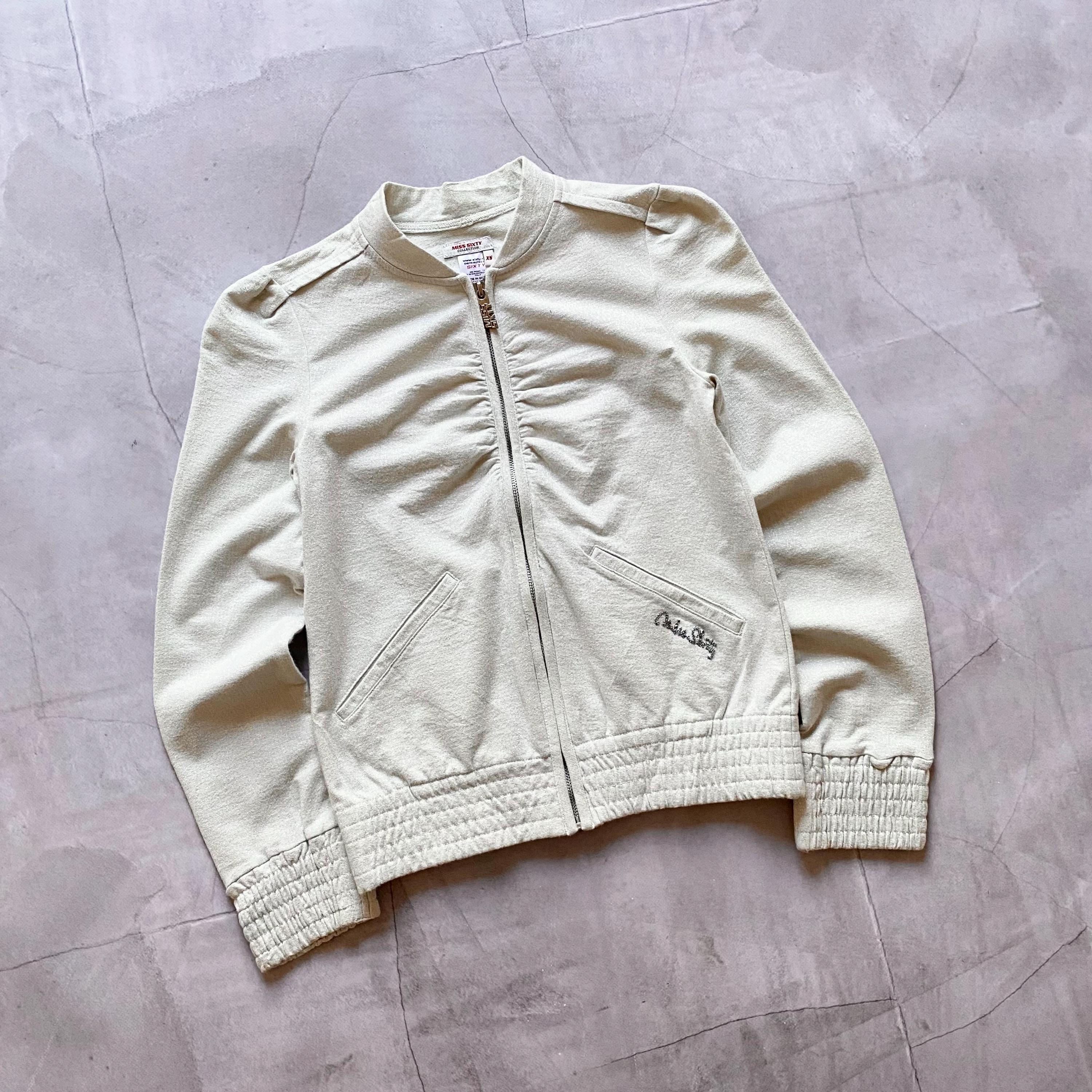Japan Miss Sixty Cropped Denim Biker Jacket Silver White Y2K