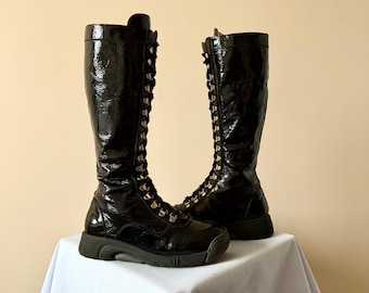 Vintage Bumper Boxing Racing Lace Up Y2K Boots Women’s Size EUR 37