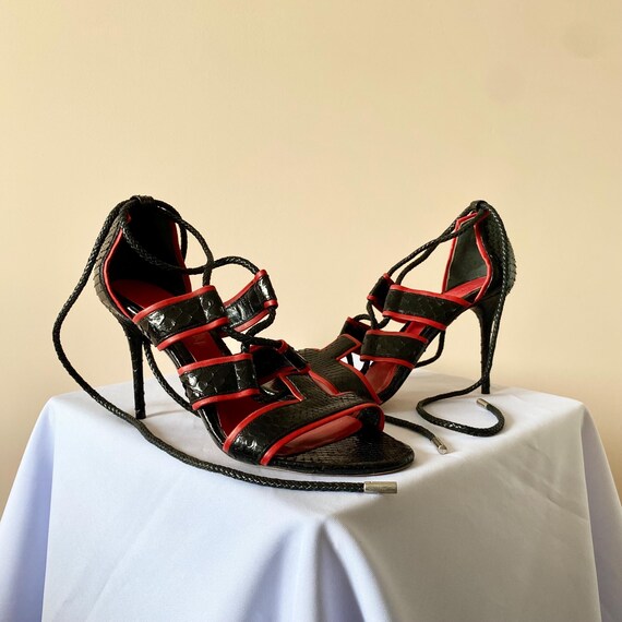 Alexander McQueen Python Leather Black/Red Lace U… - image 1