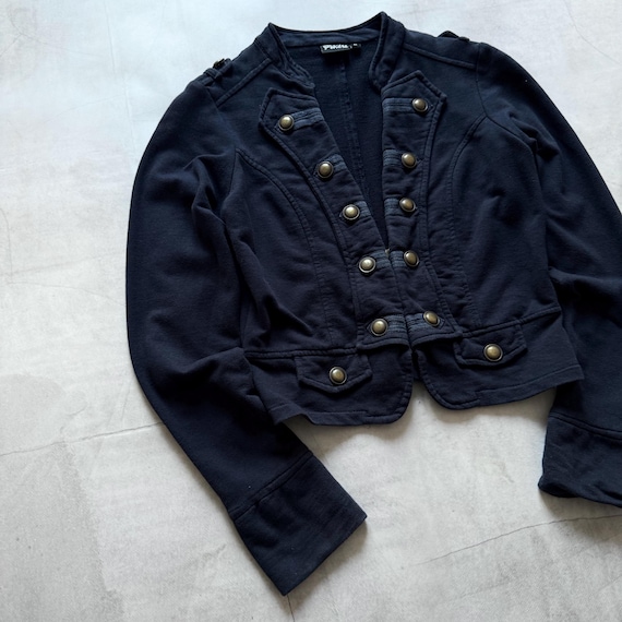 00s Napoleon Military Jacket Coat Cropped Washed Navy Japan PPFM