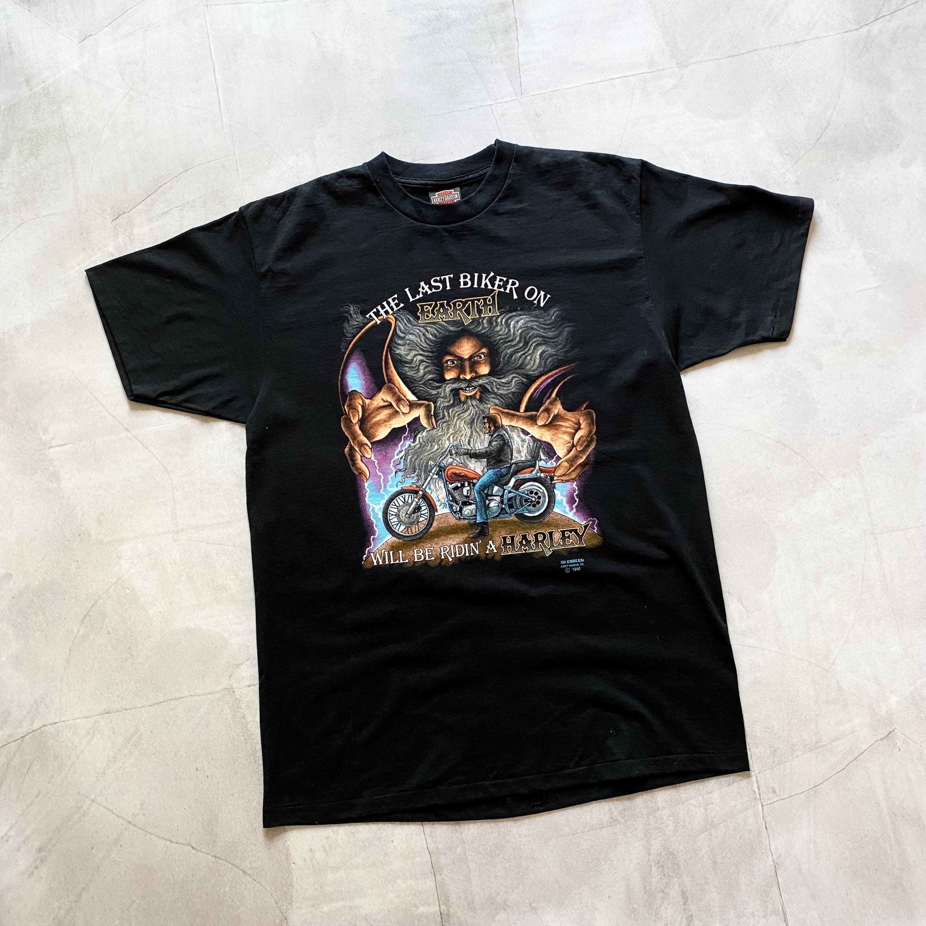 Vintage Harley Davidson T-shirt: 1990 3D Emblem Biker Tee, Size XL