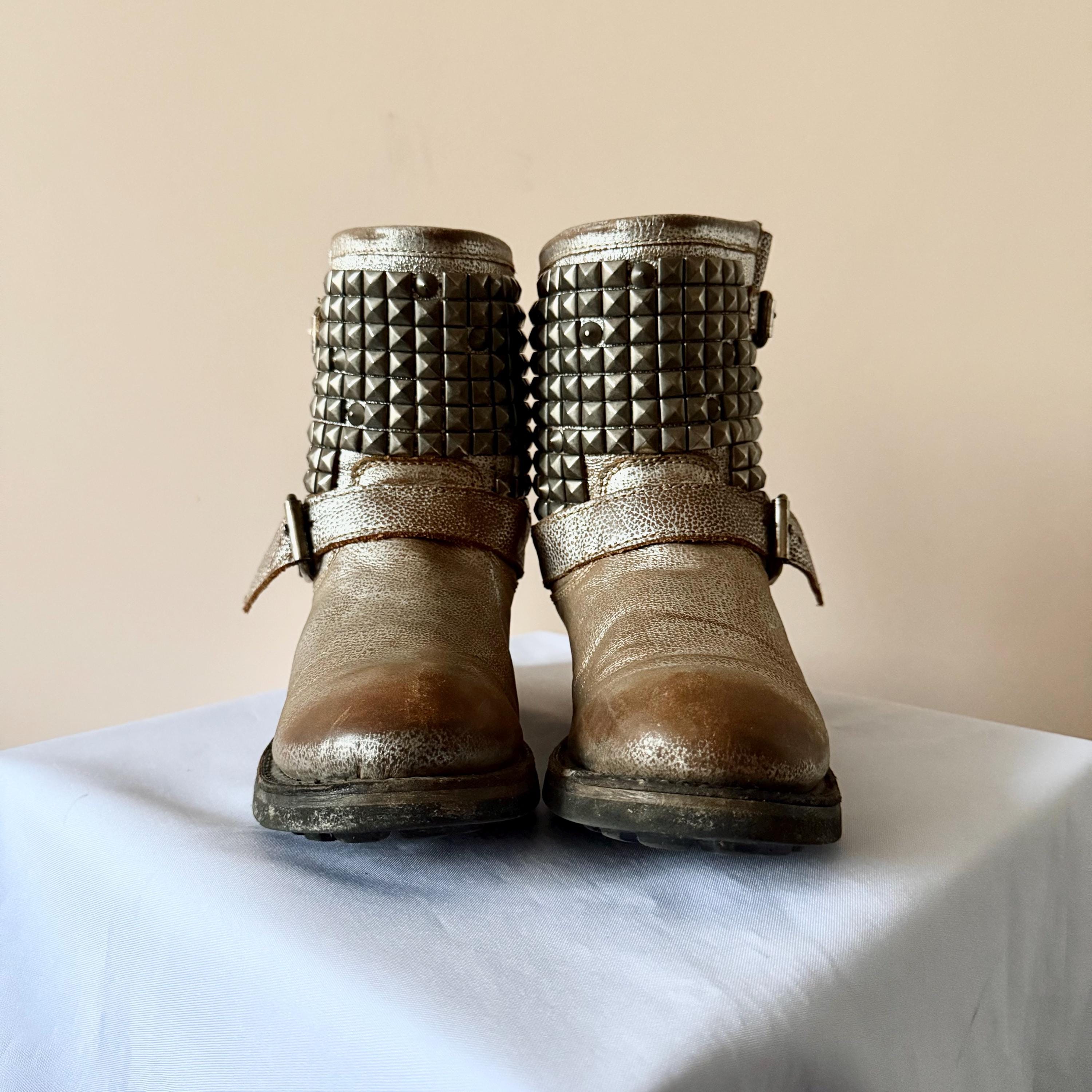 Vintage Ash Studded Biker Ankle Boots, 00s Moto Style, EUR 37 - Etsy
