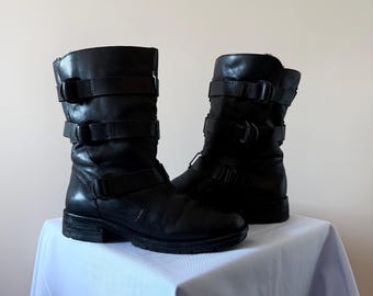 AvantGarde Strap Belt Leather Combat Military Boots Rick Owens Airstep Style Size EUR 37