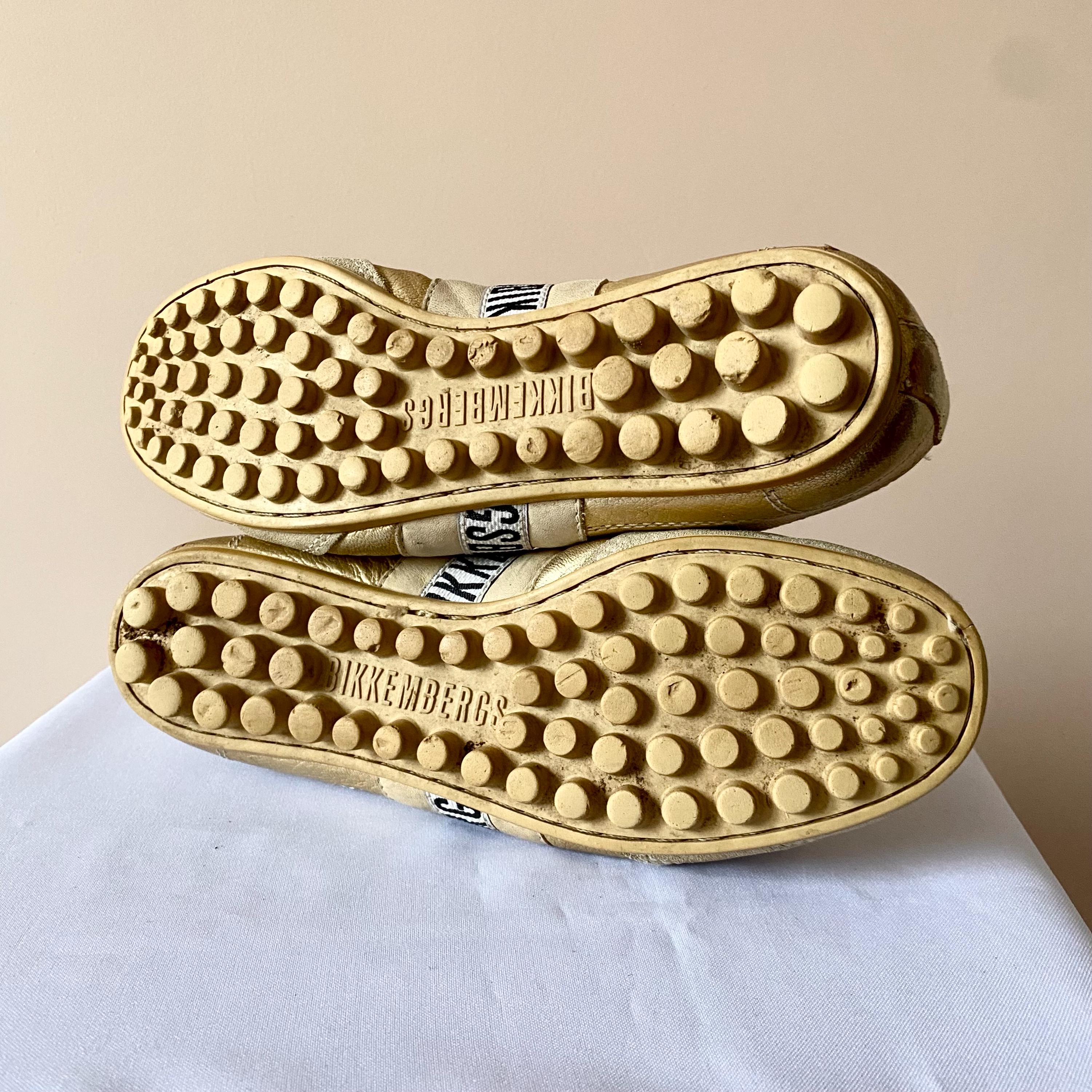 Bikkembergs Italian Metallic Gold Leather low top shoes Sneakers Bikkembergs Vintage - Etsy main image 4