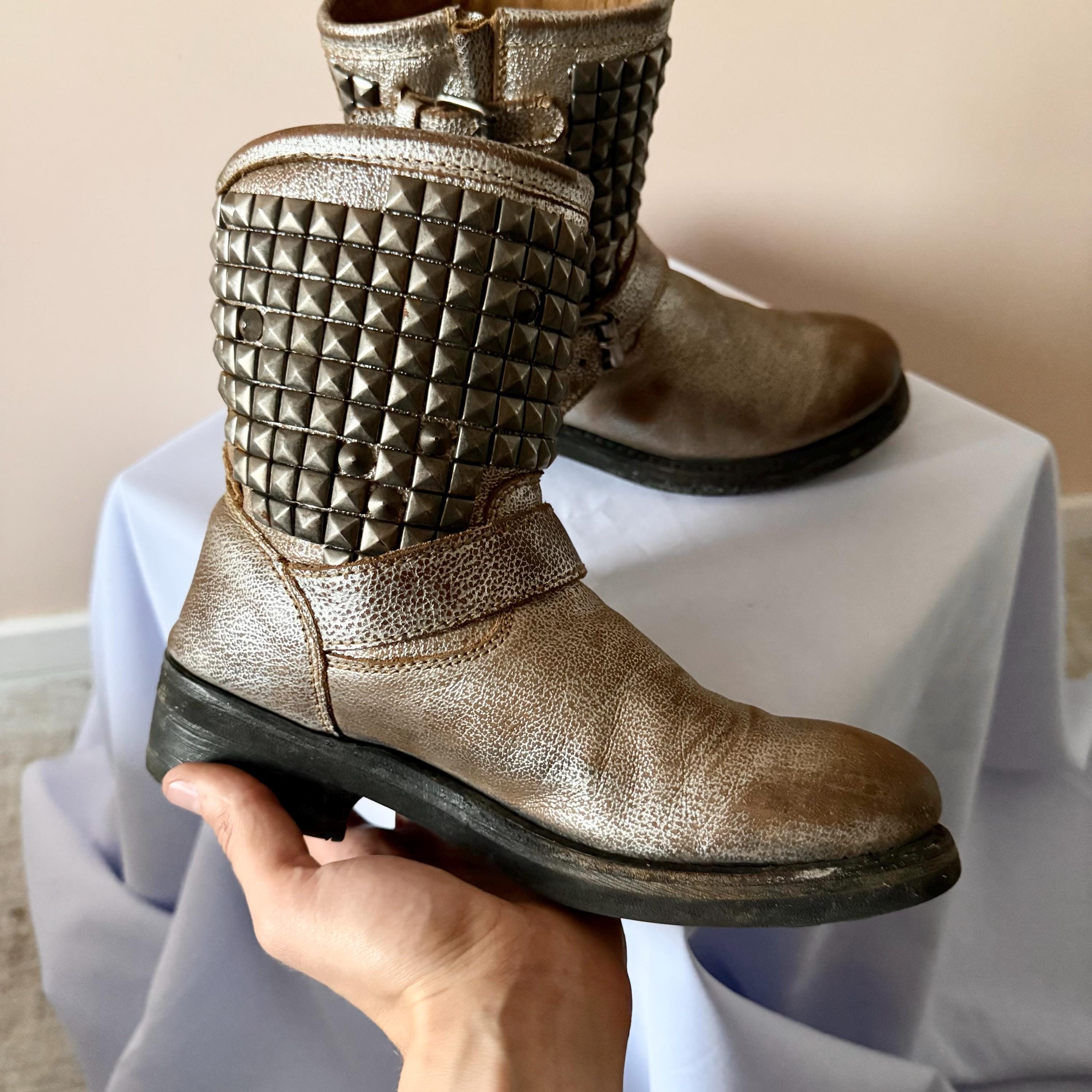 Vintage Ash Studded Biker Ankle Boots, 00s Moto Style, EUR 37 - Etsy