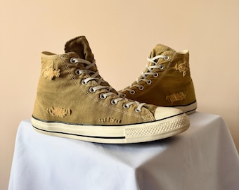 Punk Distressed Rusty Converse Chuck Taylor Ghotic Emo Vintage Shoes Sneakers Size US 10 / EUR 44