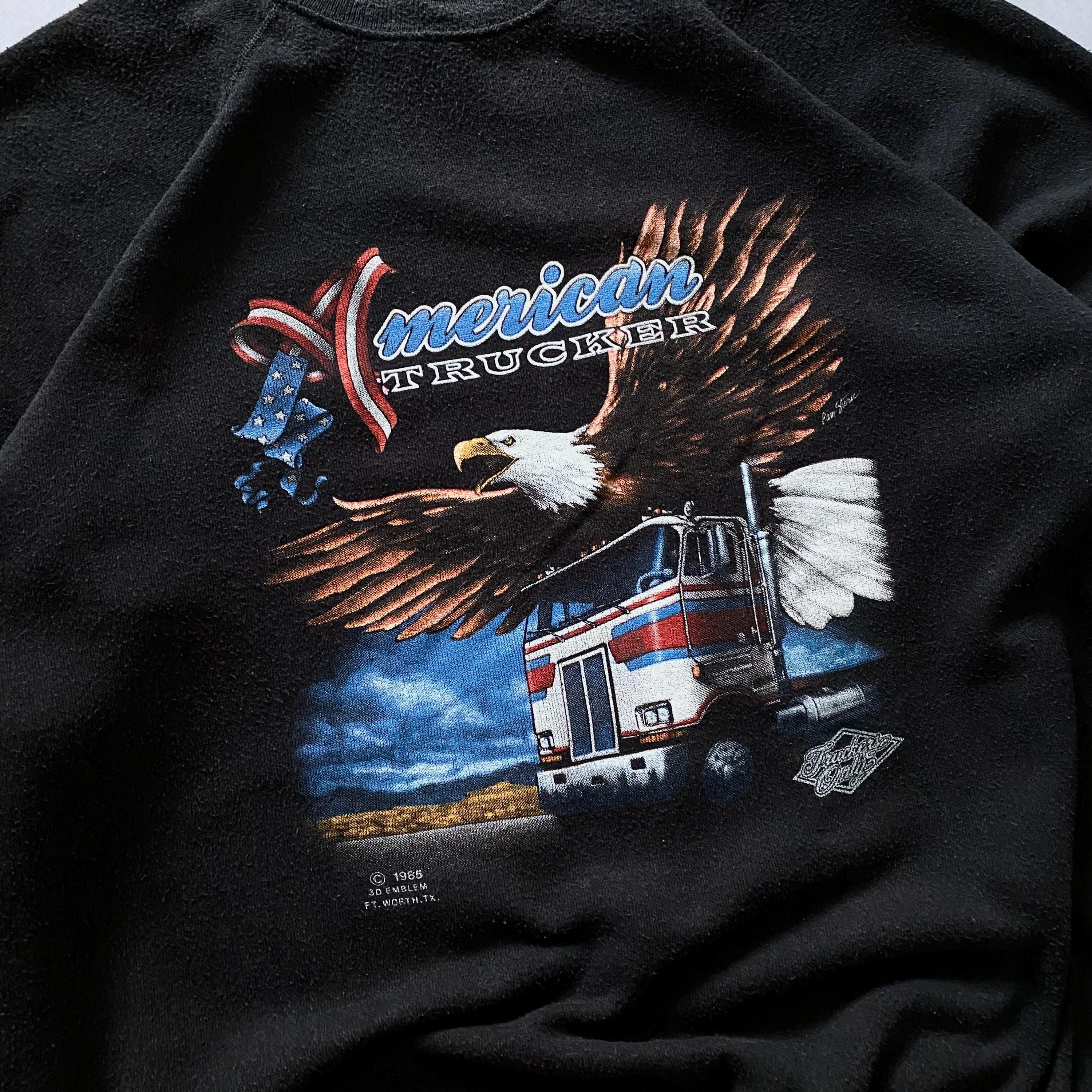 American Trucker 3D Emblem 1985 Harley Davidson Sweatshirt Baker