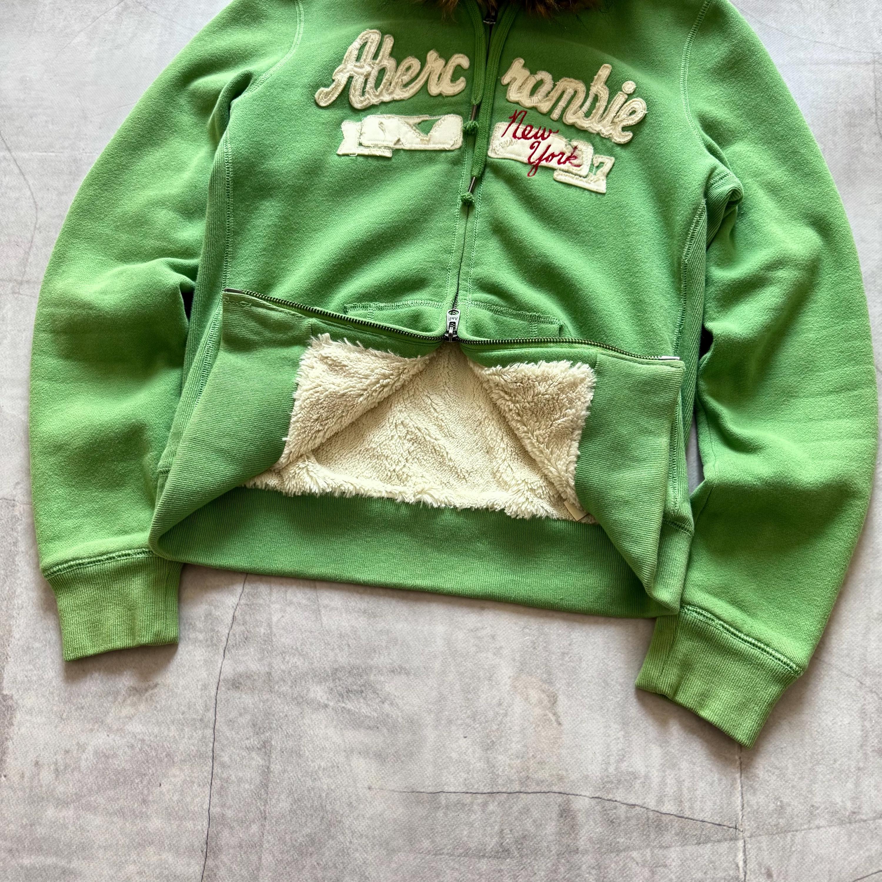 Vintage Abercrombie Faux Fur Hooded Jacket LGB Style - Distressed