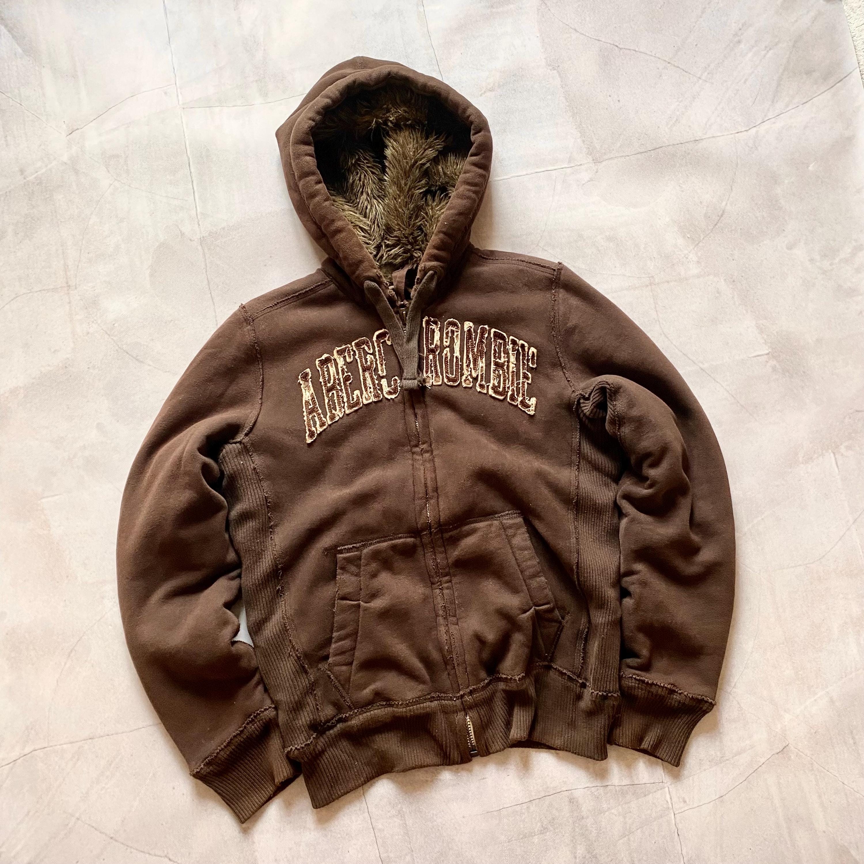 Vintage Abercrombie Wolf Jaw Faux Fur Hooded Jacket LGB Style