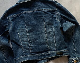 Japan Miss Sixty Cropped Asymmetrical Zip Denim Biker Jacket Y2K