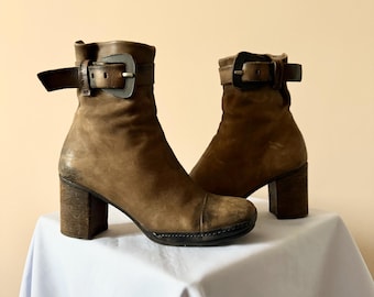 Toga Pulla Black Suede Western Boots With Buckles - EUR 37 - Etsy