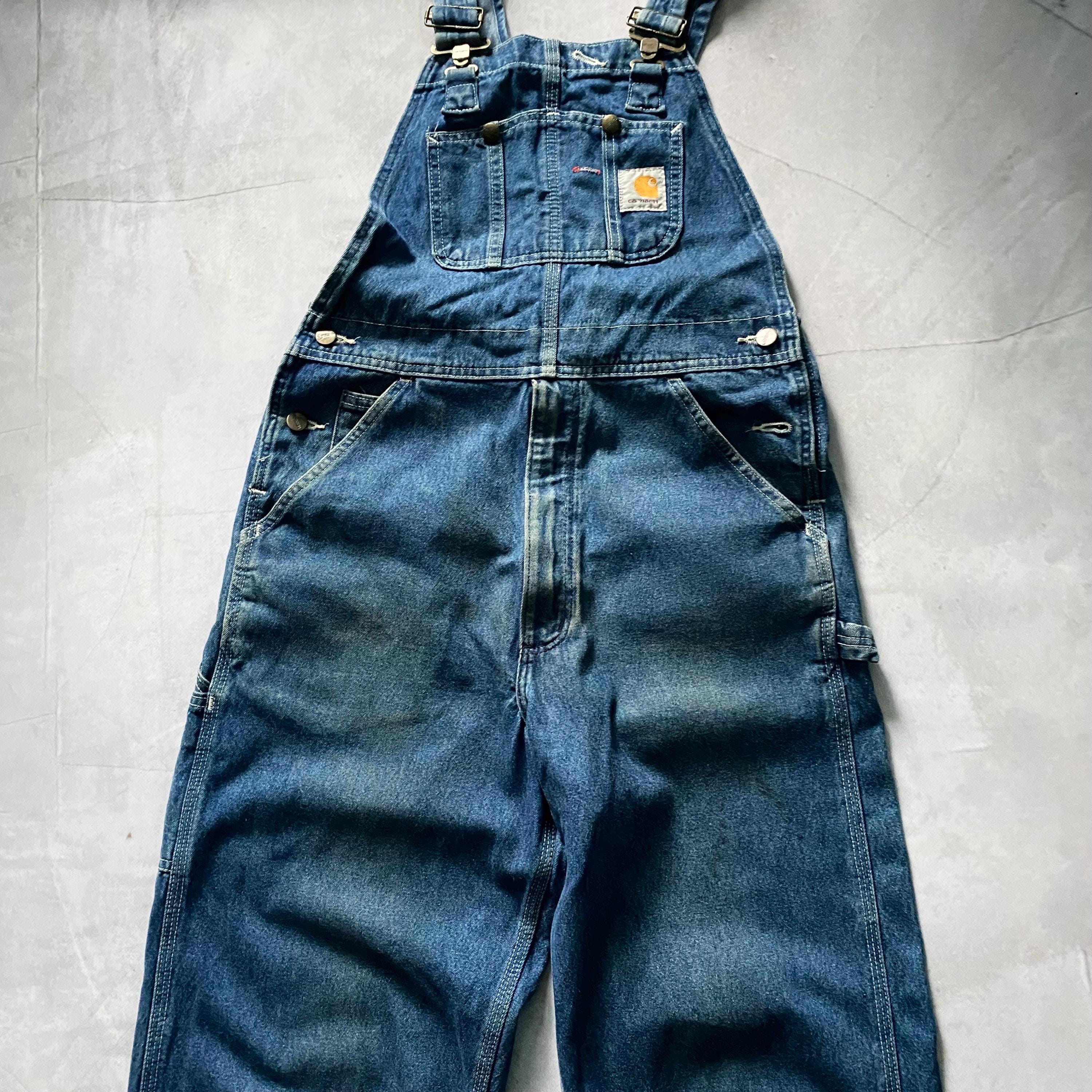Vintage Carhartt 90s Workers Faded Denim Overall Y2K Size