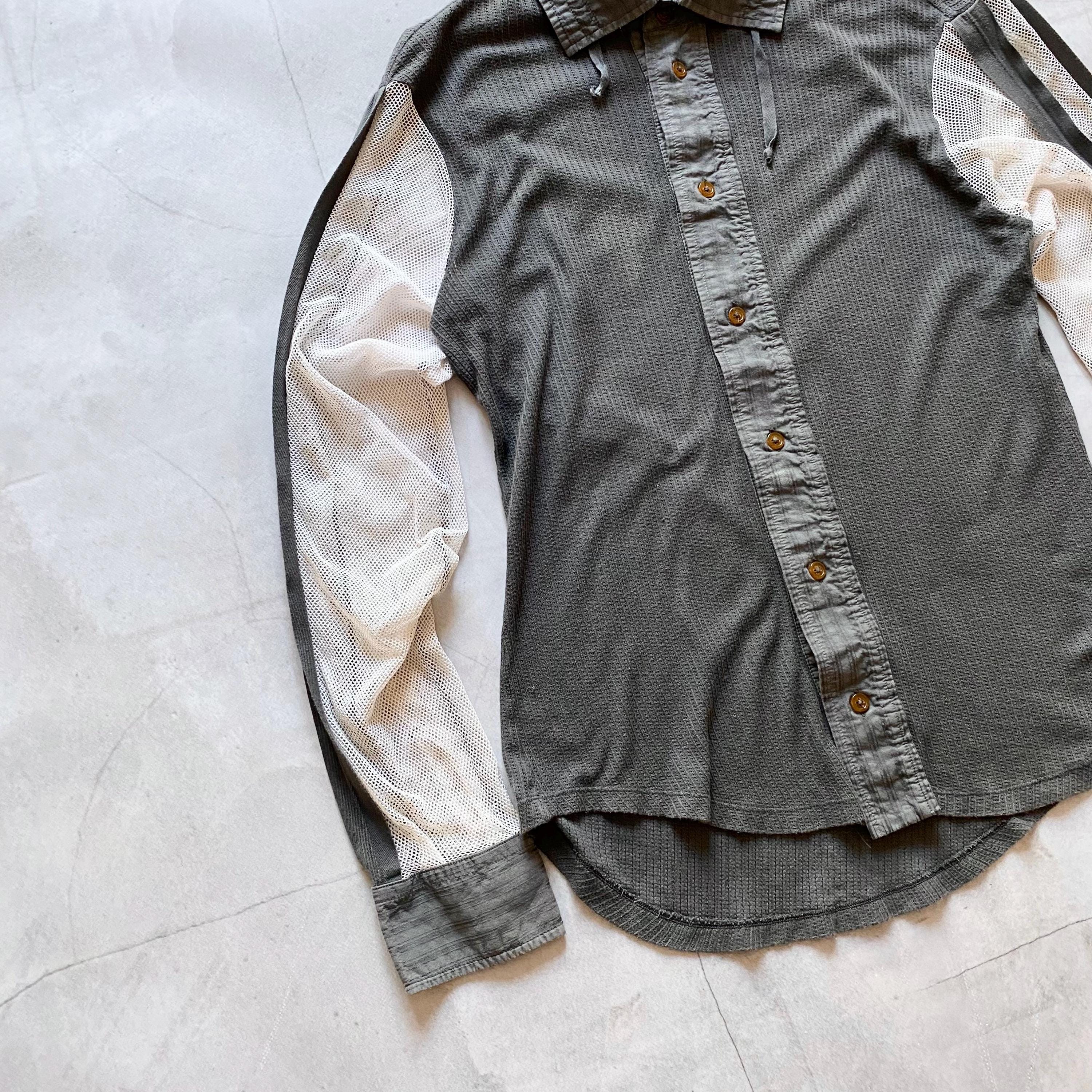 Archive Vivienne Westwood Asymmetrical Mesh Sleeve Faded Shirt Man