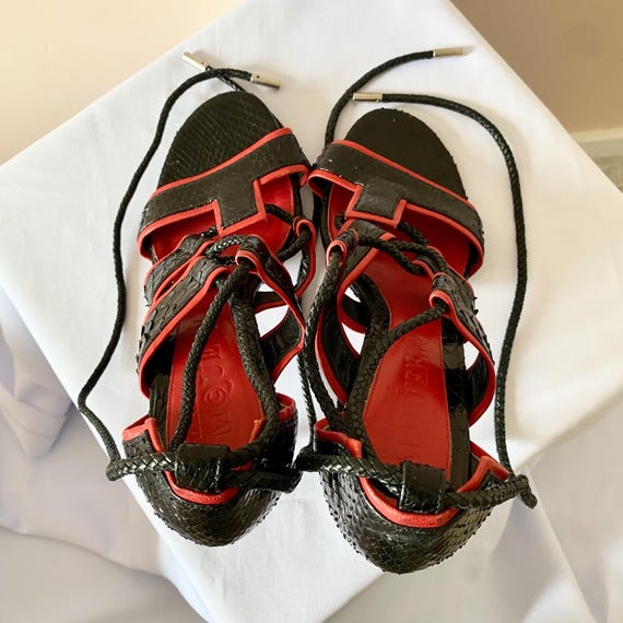 Alexander McQueen Python Leather Black/Red Lace U… - image 4