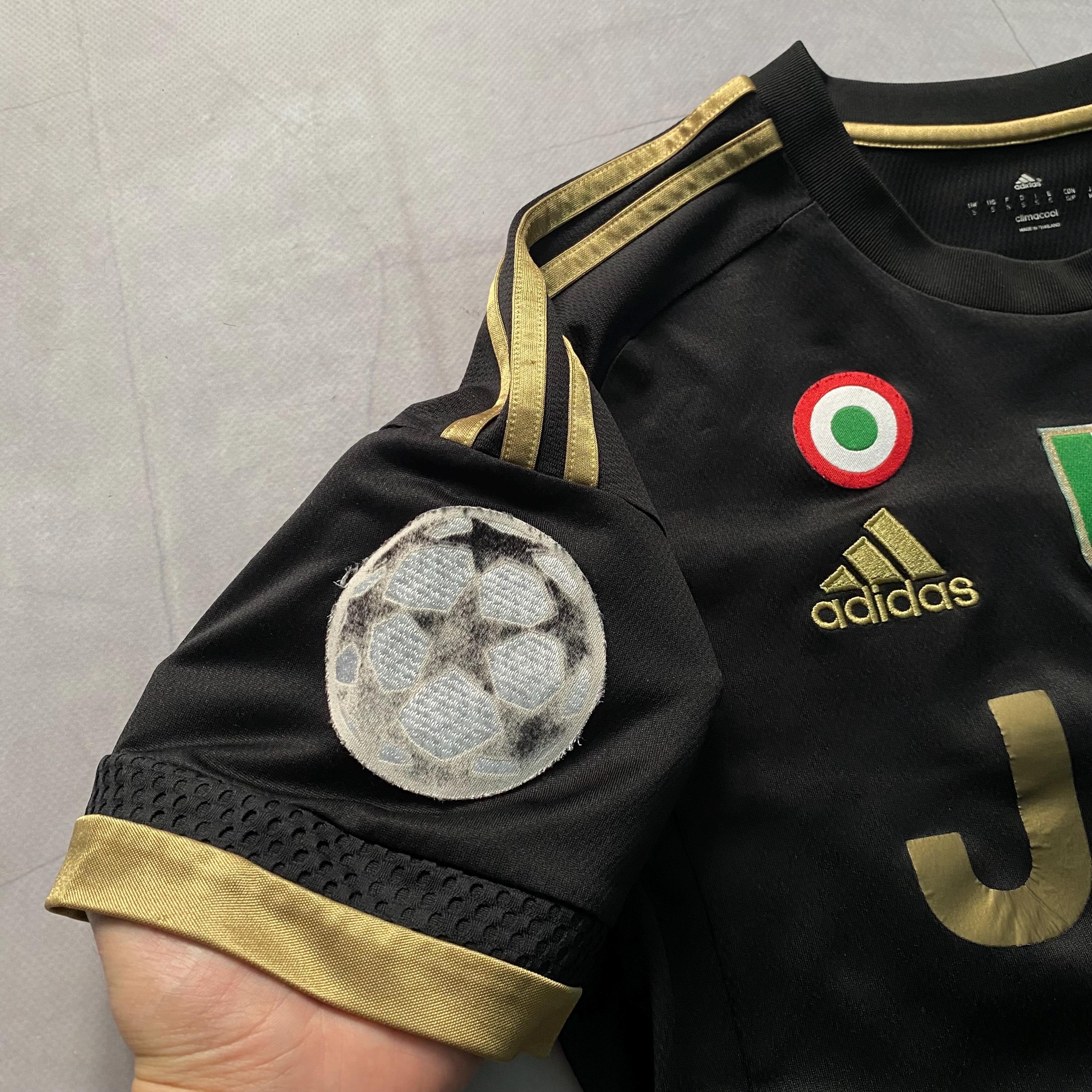 2015/16 ユベントス シャツ Lサイズ ブラック/ゴールド アディダス Adidas Juventus 2015/16 Cuadrado 16 UEFA Black Gold Jersey