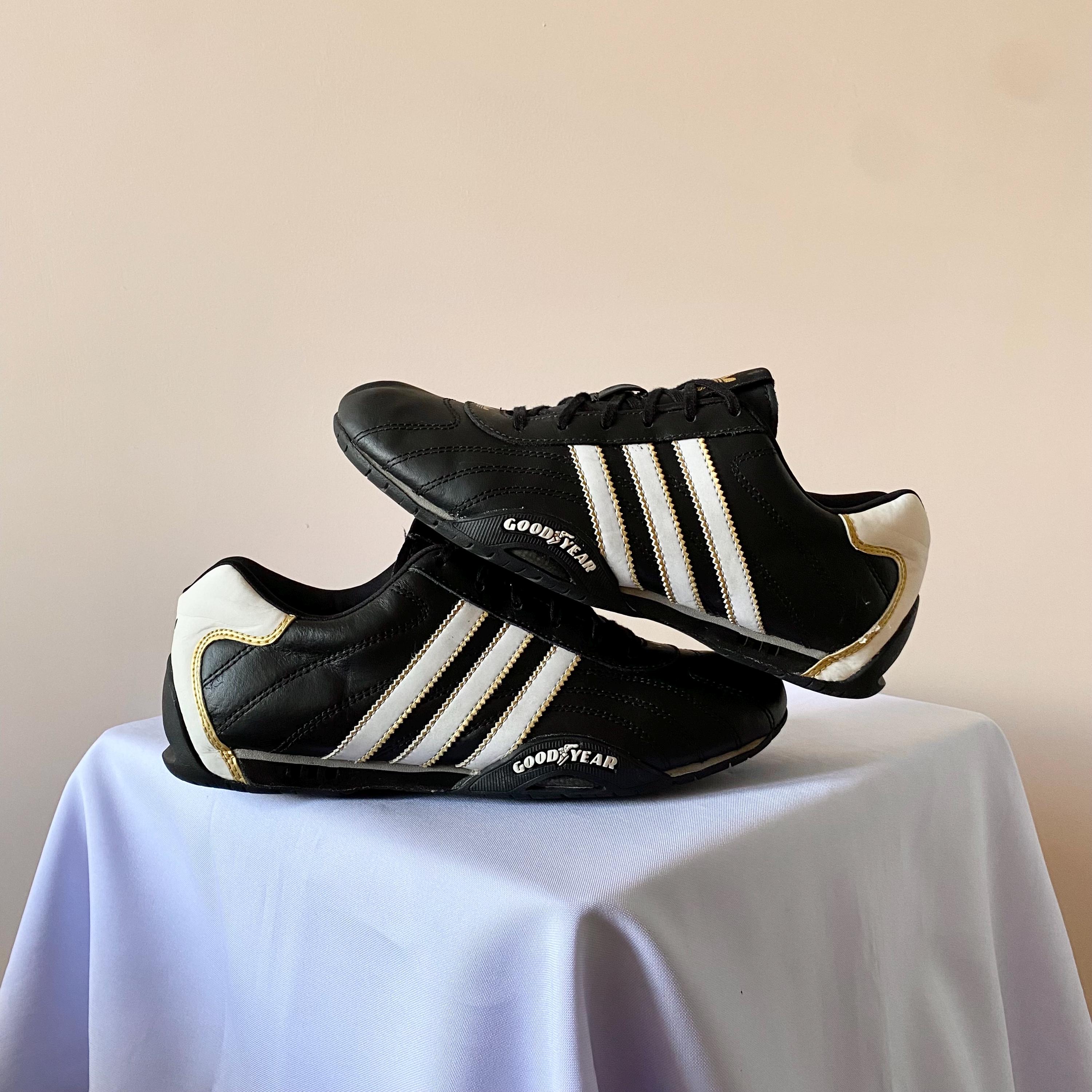 Adidas Goodyear Leather Racing Sneakers: Moto Style Shoes, Size 38