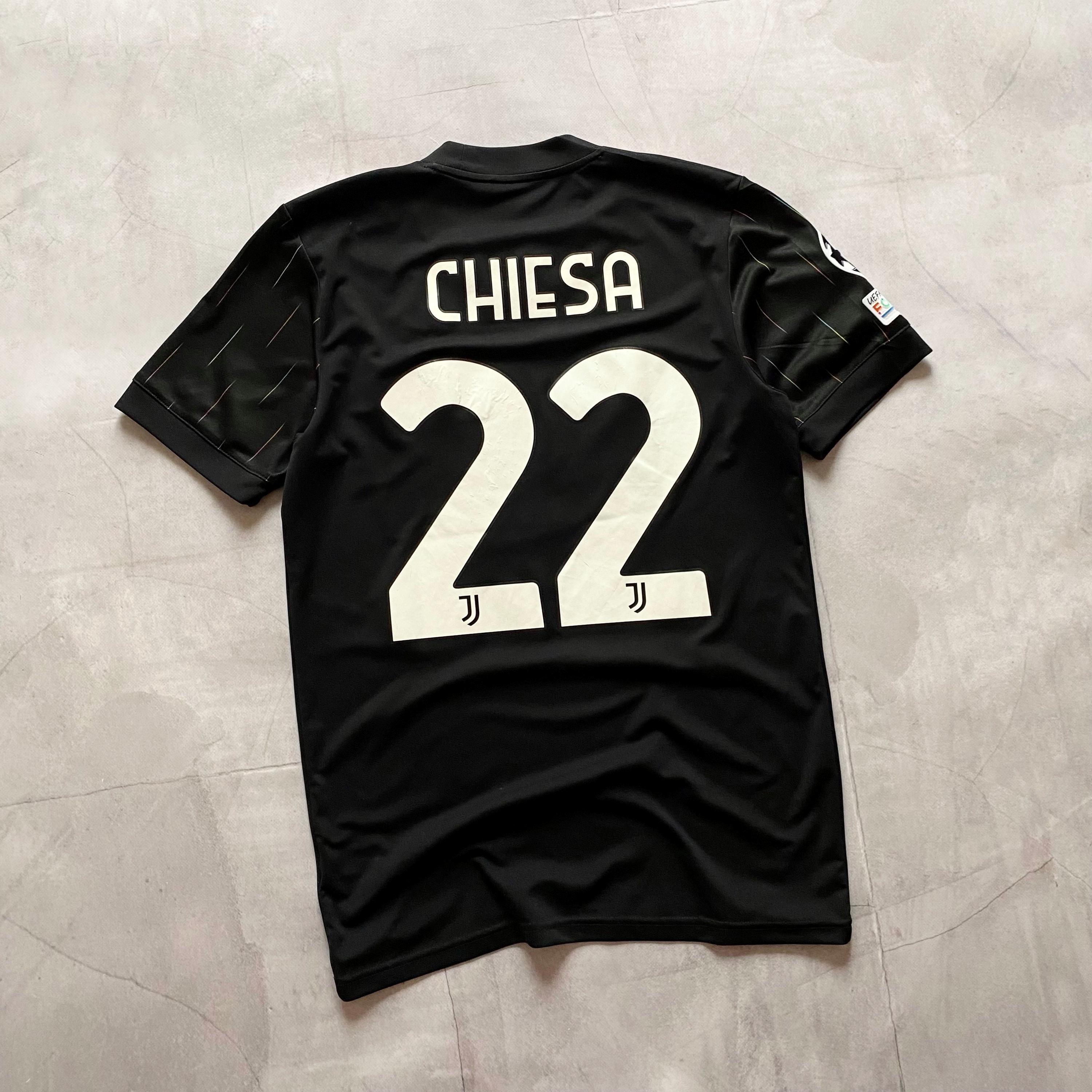 Adidas Juventus 2021/22 Chiesa 22 UEFA Black Away Jersey Tee Size