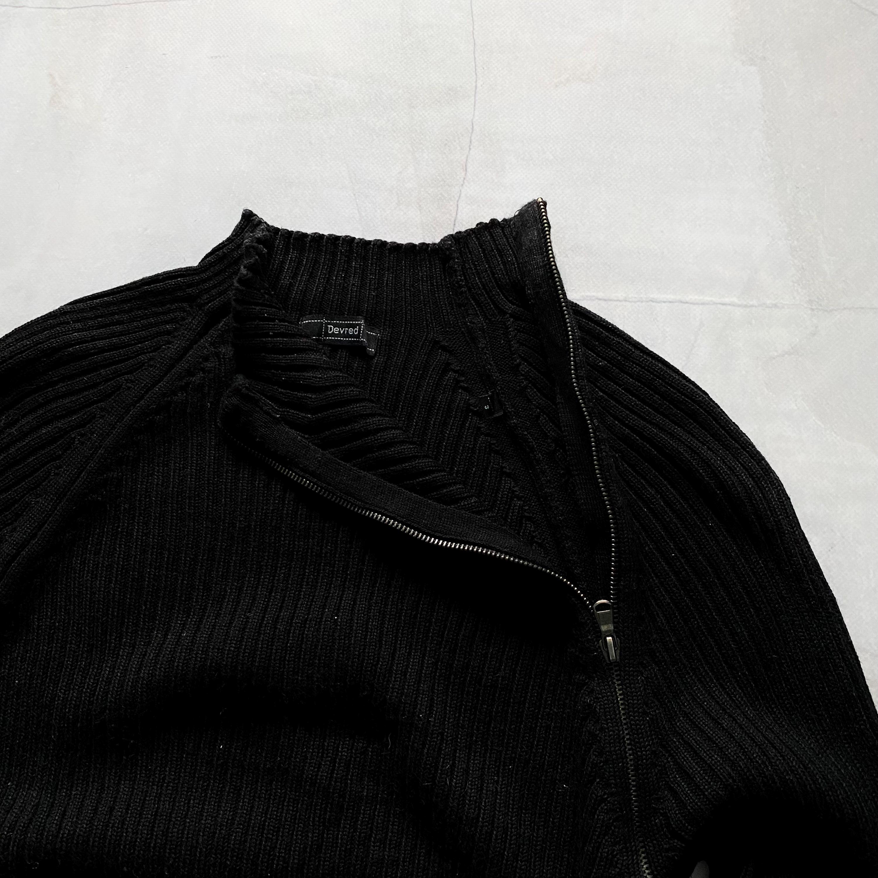 00s double zip driver’s knit sweater SERACE】2way loose zip drivers knit / 2wayルーズジップ