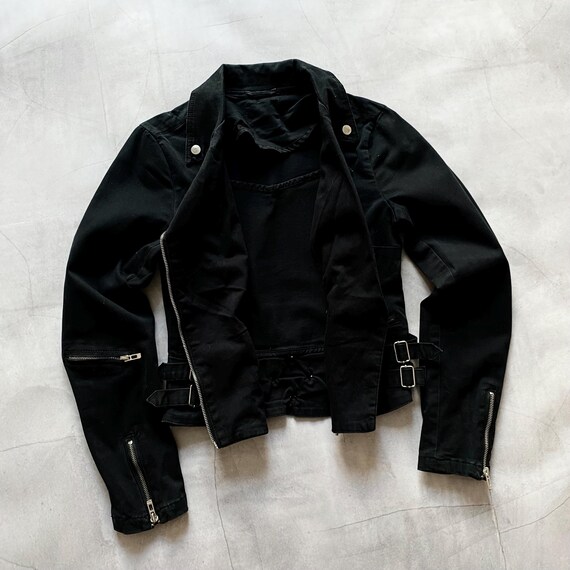 Vintage 90s Biker Jacket: Opium Goth Skeleton Bandage Zip, Tripp