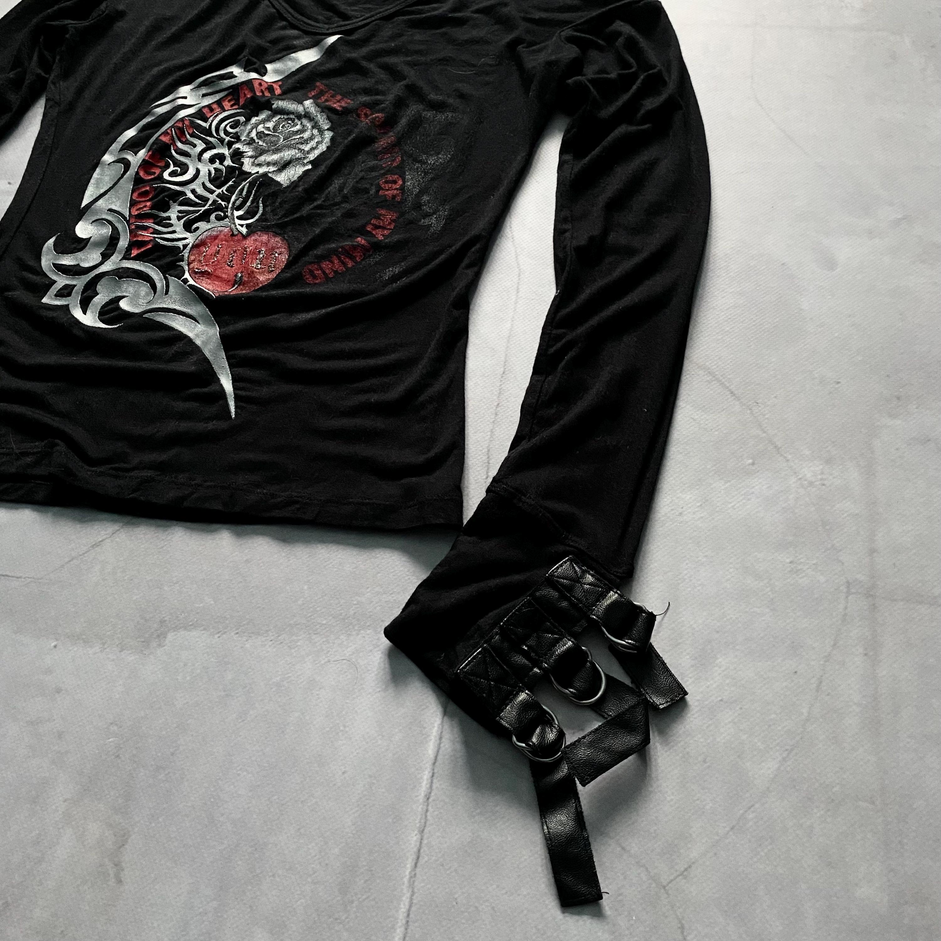 Y2K Punk Strap Long Sleeve T-shirt Hysteric Glamour Style Womens