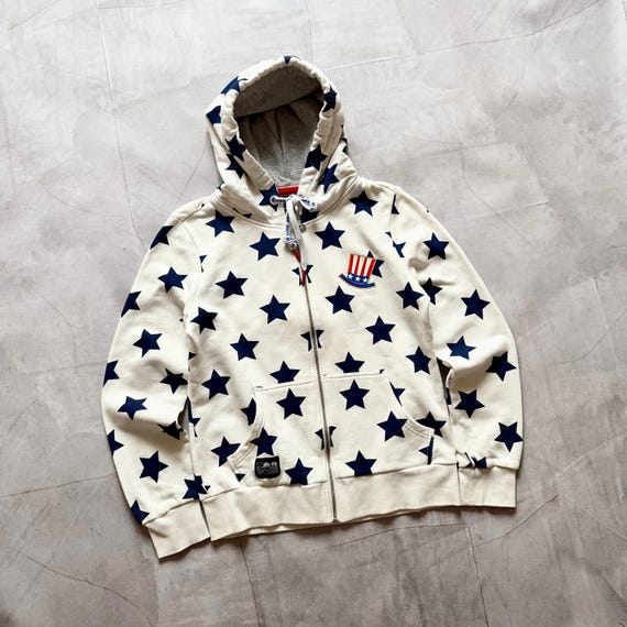 Y2K Paul Frank USA Uncle Sam Julius Star Zip Hoodie Logo Size